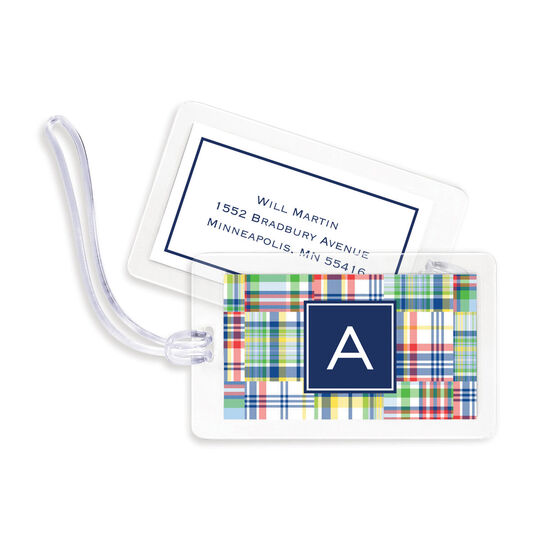 Blue Madras Patch Luggage Tags